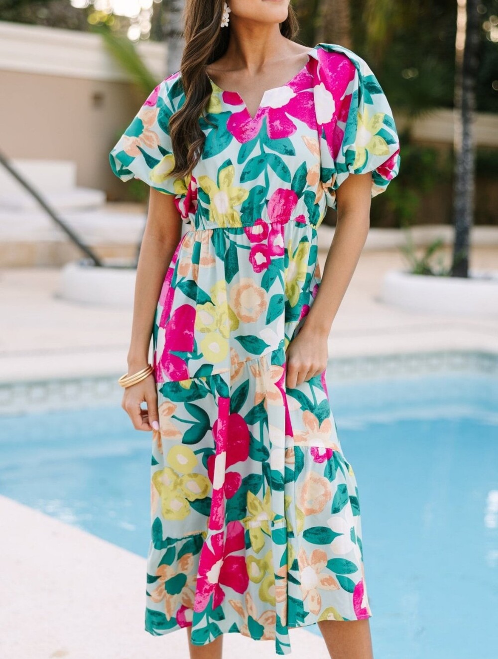 Shop The Mint Odds Are In Your Favor Mint Green Floral Midi Dress M